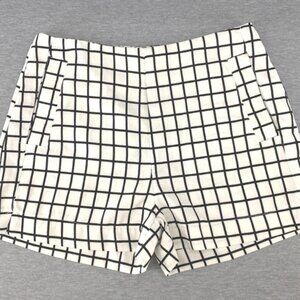 Retro Black and White Grid Print High Shorts
